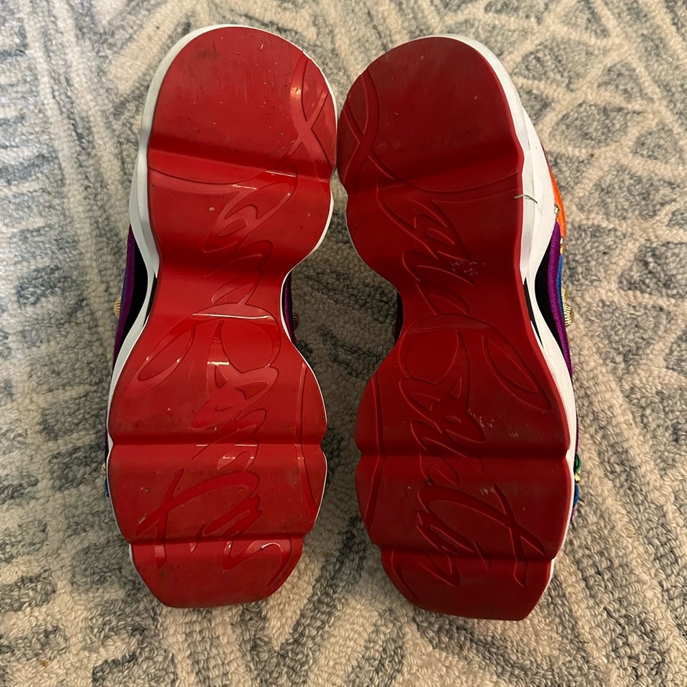 Christian Louboutin rainbow/gold slide on sneakers - Picture 3 of 4